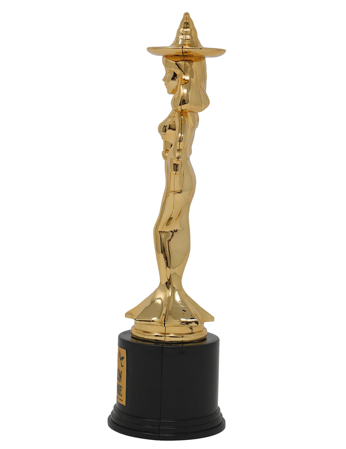 Vue de profil du trophée sorcière meilleur costume d'Halloween
