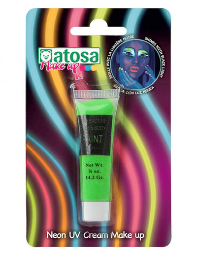 Tube de maquillage néon UV pour visage et corps vert fluorescent