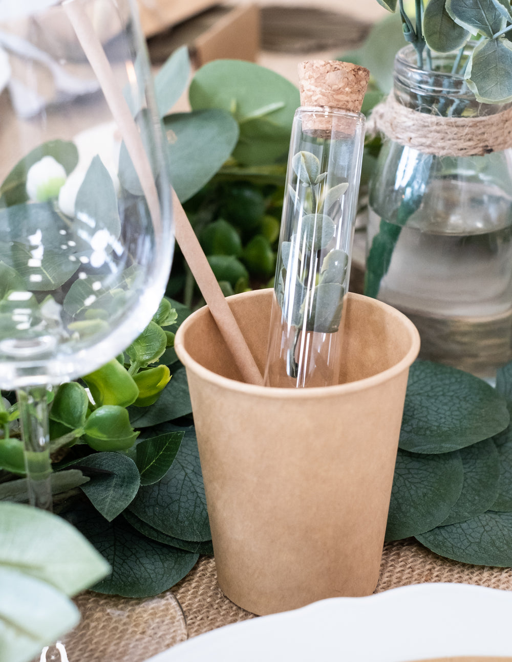 Tube éprouvette en verre pour décoration de table transparent avec bouchon en liège