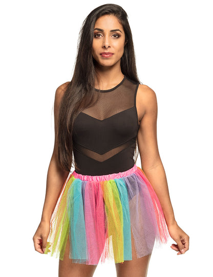 Vue de face du tutu arc-en-ciel pour femme