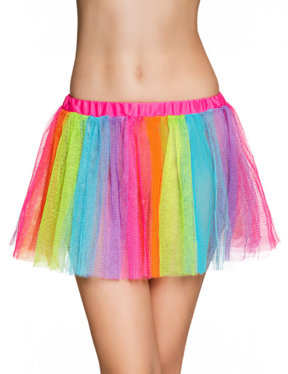 Tutu arc-en-ciel pour femme multicolore en tulle fluo