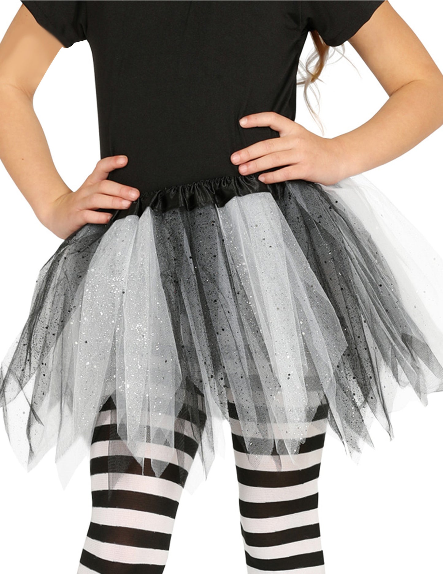 Črno -bela dva barbar tutu z Girl Glitter