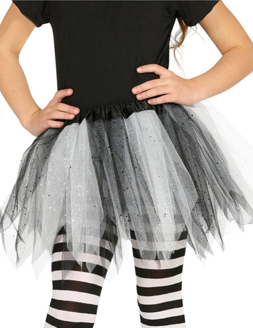 Črno -bela dva barbar tutu z Girl Glitter