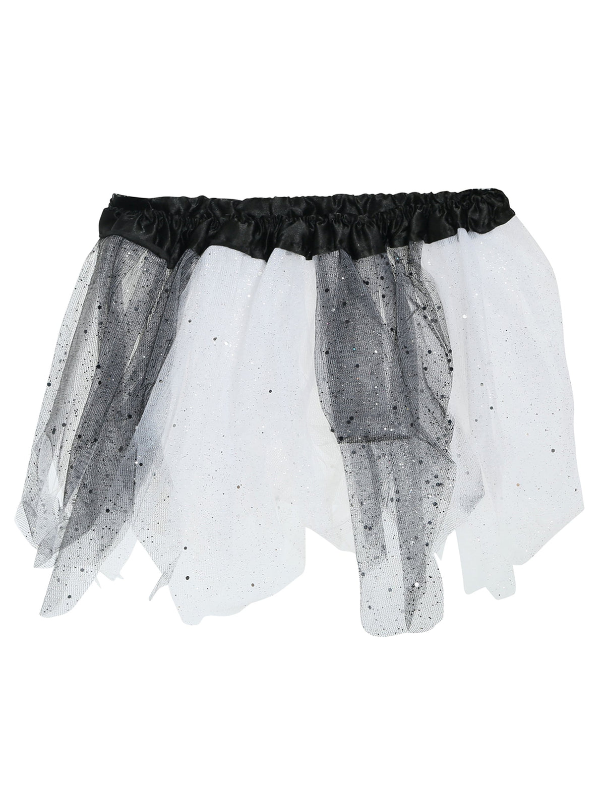 Détail des paillettes et du tulle du Tutu bicolore pour fille noir et blanc à paillettes