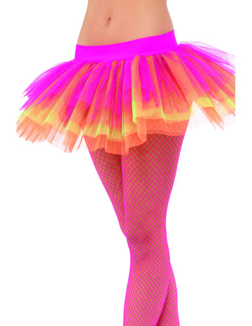 Tutu de ballerine pour femme multicolore fluo rose jaune et orange