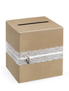 Urne mariage champêtre kraft avec dentelle blanche