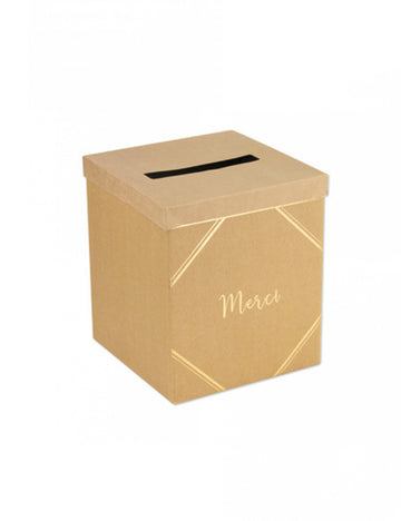Zahvalna škatla iz kraft in zlatega kartona, 21 x 25 cm za poroko