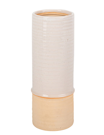 Bež lisasta in peščena vaza 19 cm keramika