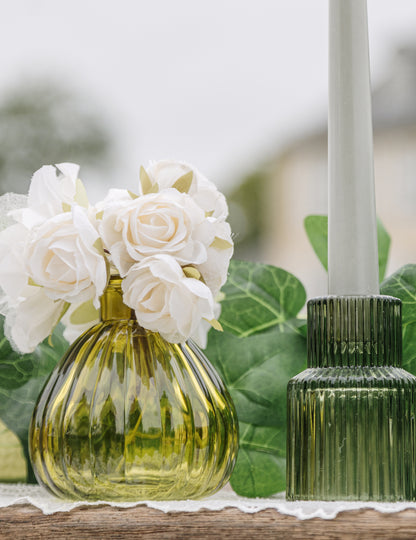 Vaza iz pistacijevega stekla z nazobčanim vzorcem 10 cm