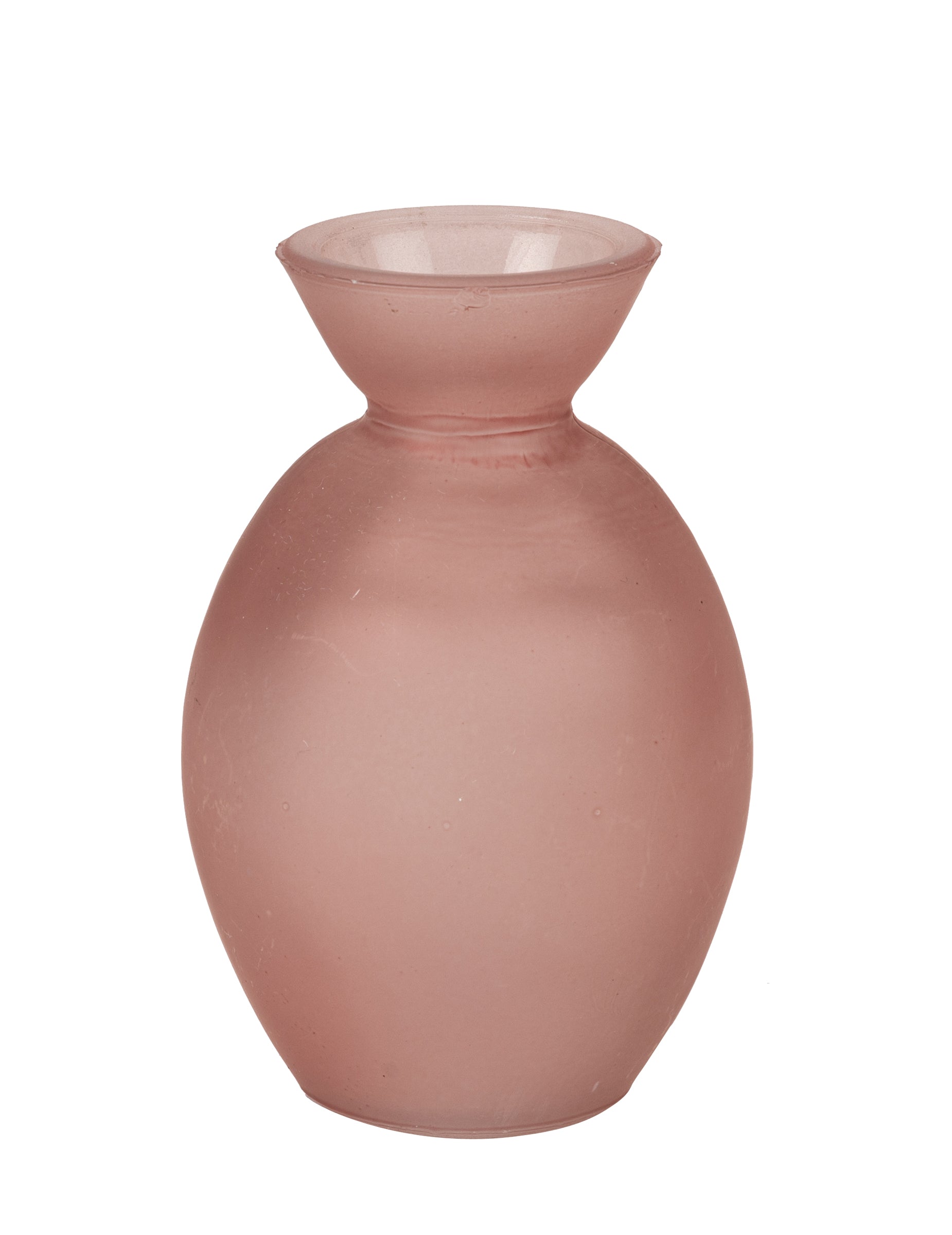 Vase en verre décoration pour table rose finition givrée