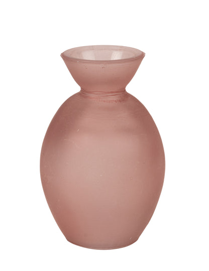 Vase en verre décoration pour table rose finition givrée