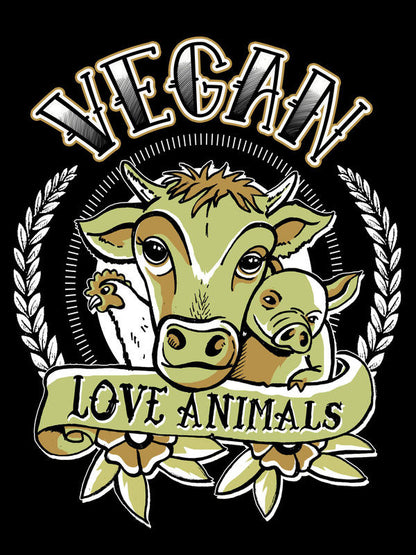 Vegan Girlie majica - Vegan Love Animals črno-pisano 