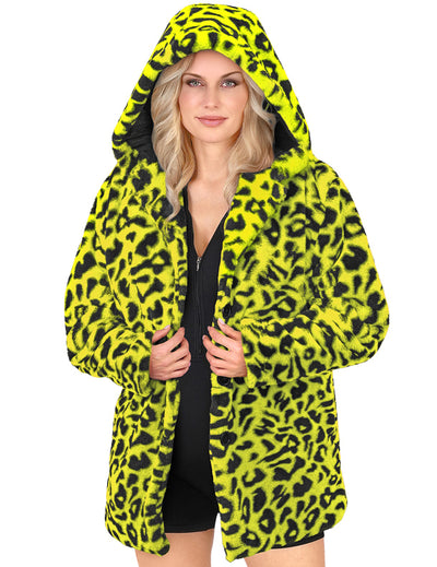 Veste à capuche léopard pour adulte jaune