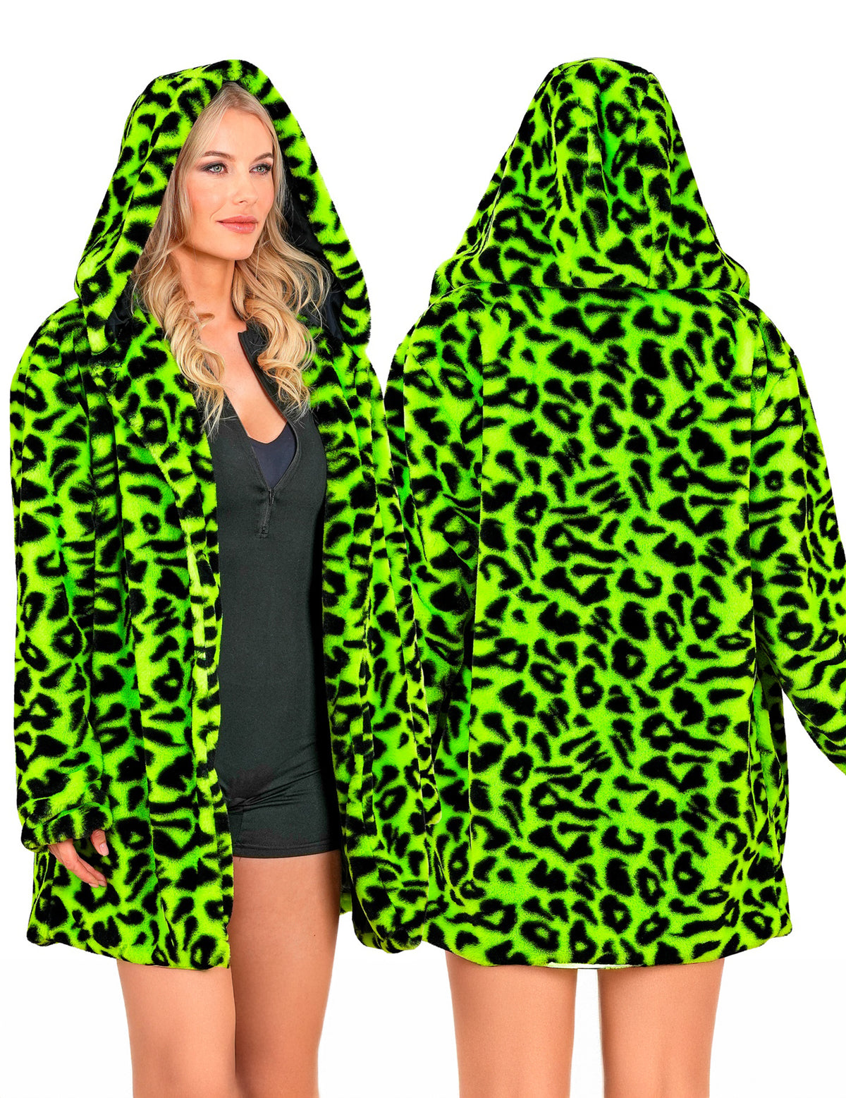 Jakna s kapuco z zelenim leopardom