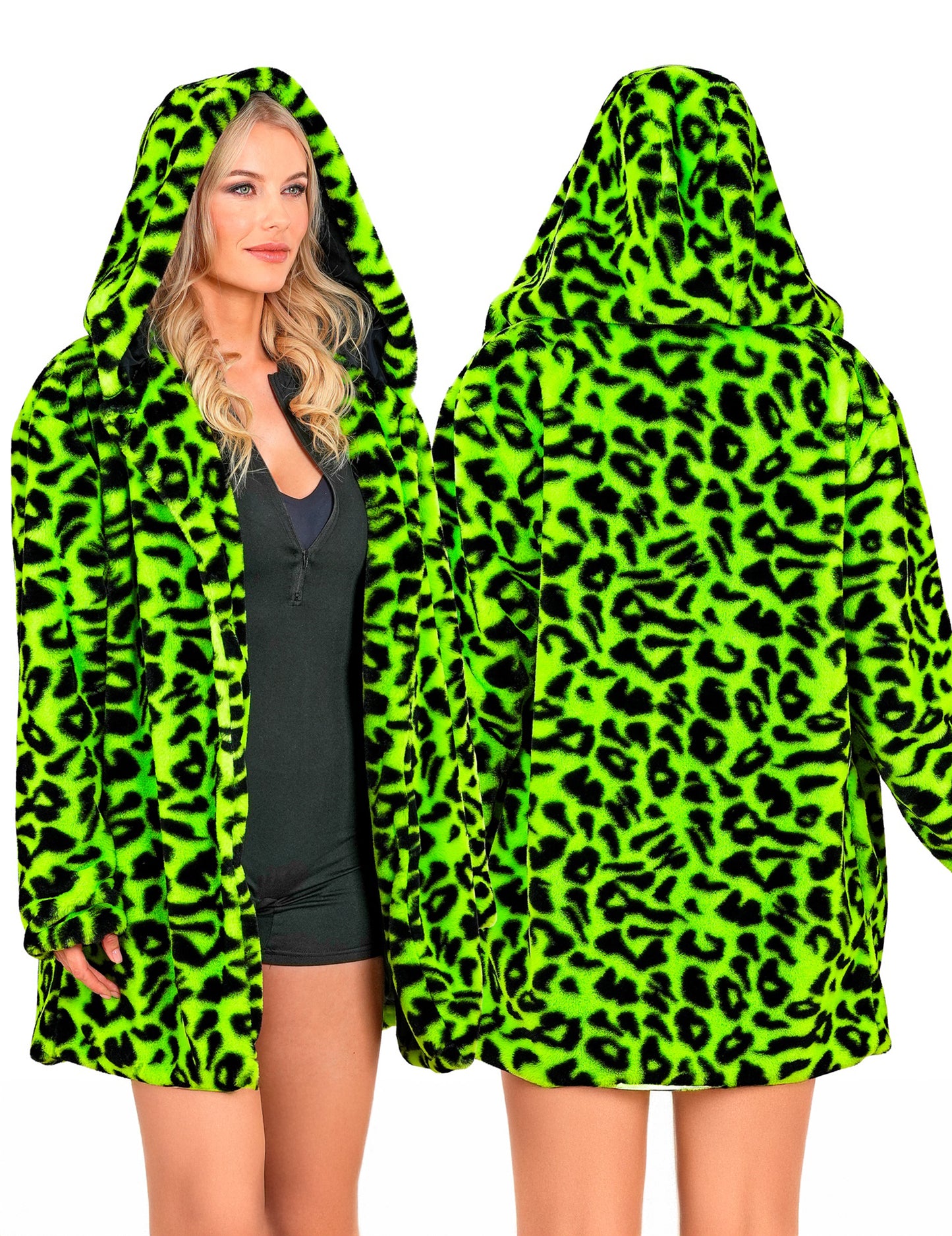 Jakna s kapuco z zelenim leopardom