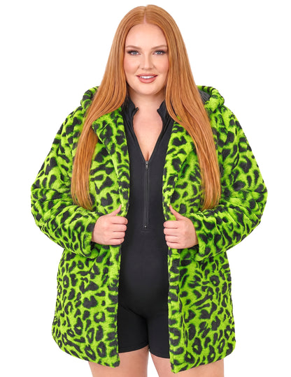 Jakna s kapuco z zelenim leopardom