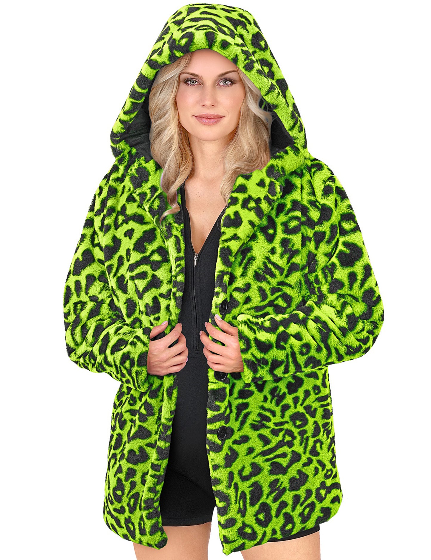 Jakna s kapuco z zelenim leopardom