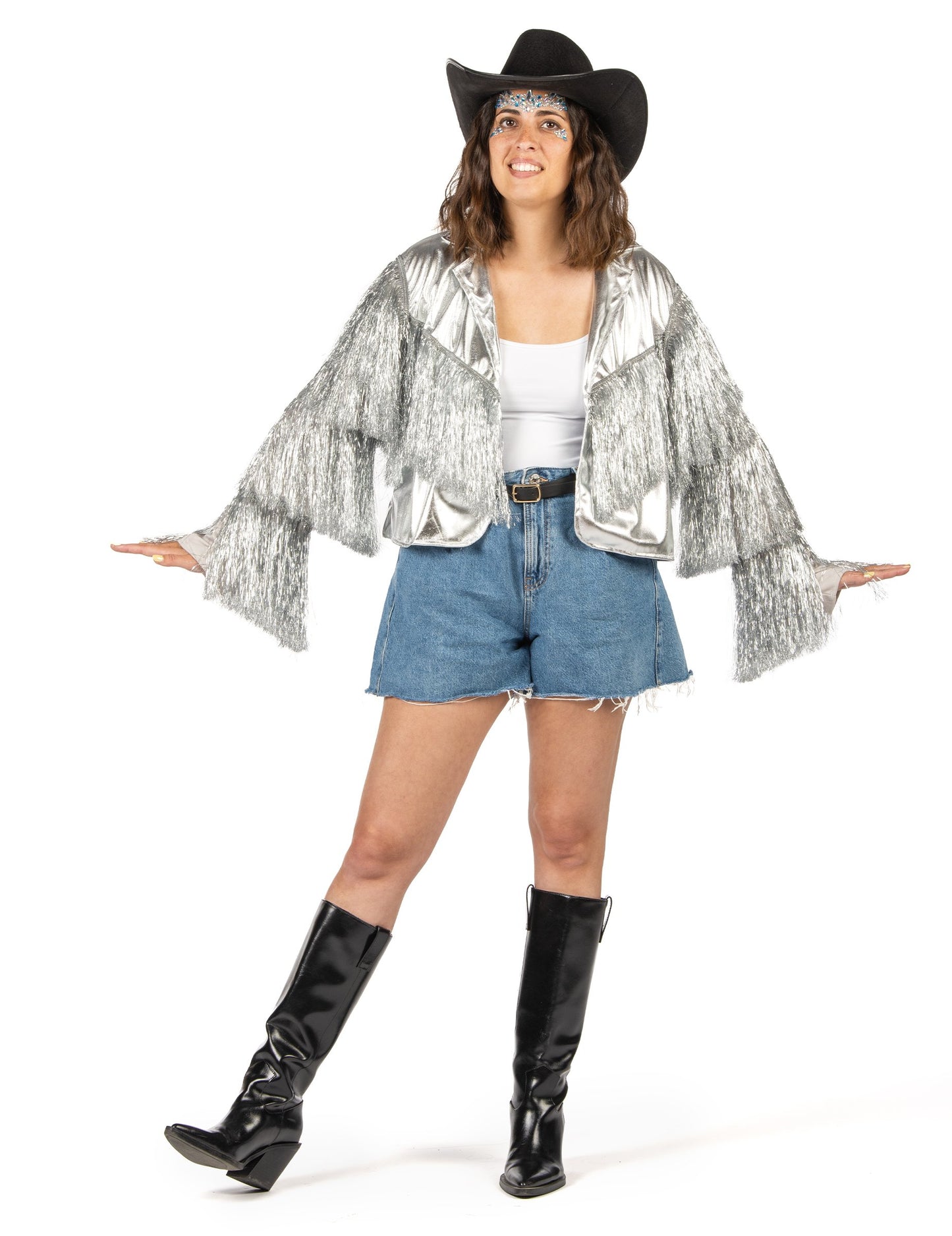 Ženska srebrna obrobna jakna