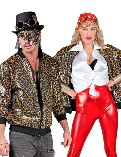 Veste à sequins léopard adulte