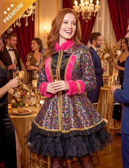 Luksuzna ženska večbarvna bleščeča jakna