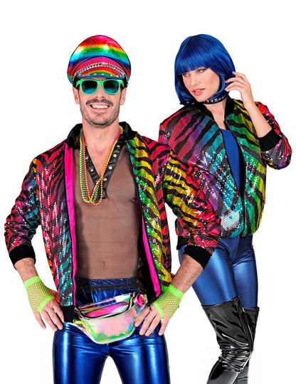 Veste à sequins tigrée multicolore adulte