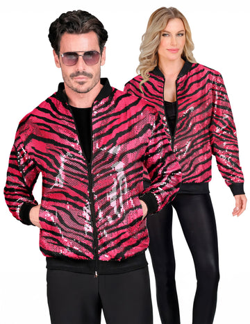 Veste à sequins tigrée rose adulte