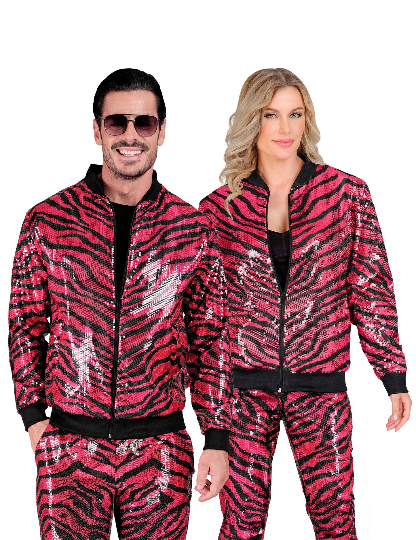 Veste à sequins tigrée rose adulte