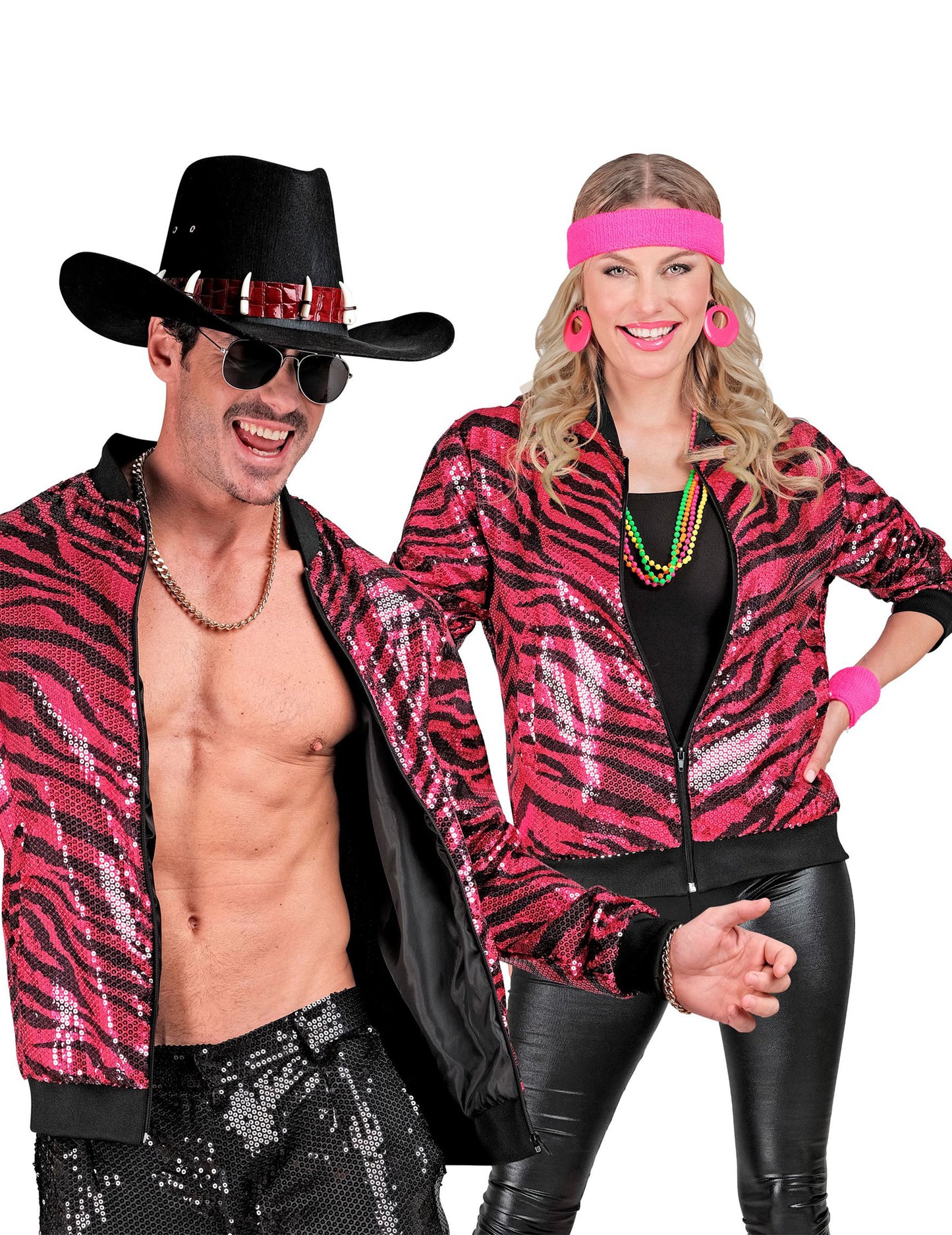 Veste à sequins tigrée rose adulte