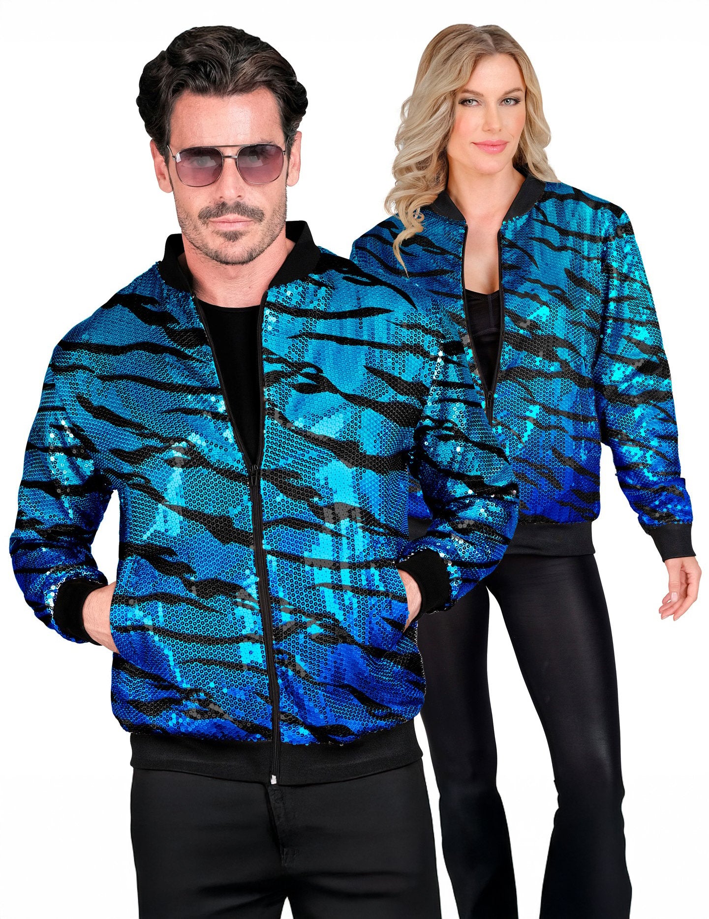 Veste à sequins vague bleue adulte