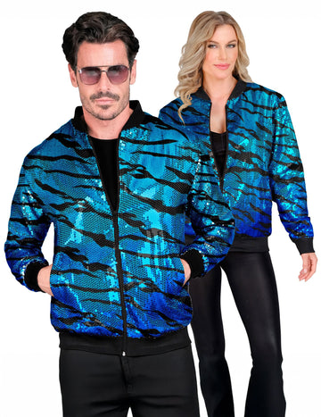 Veste à sequins vague bleue adulte
