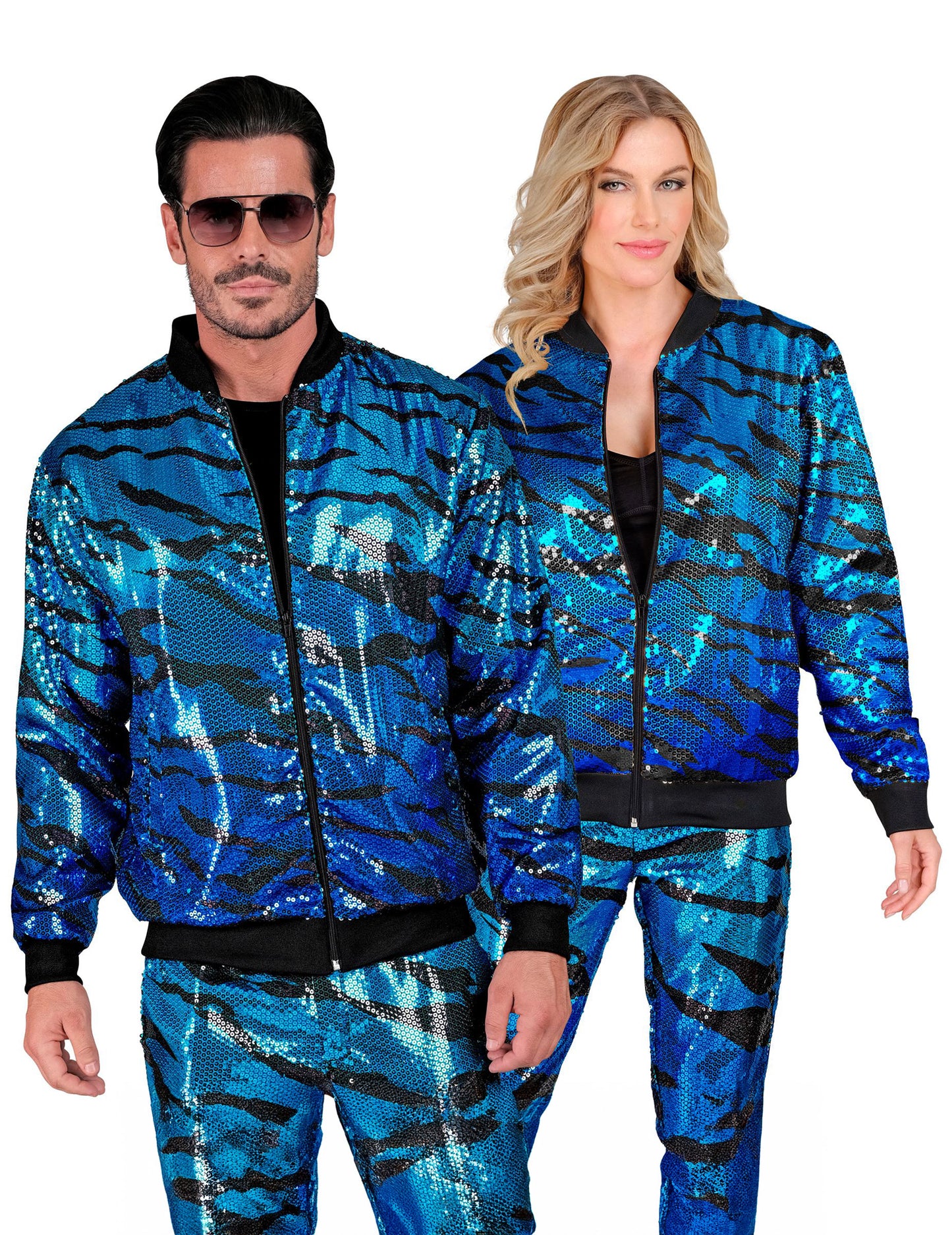 Veste à sequins vague bleue adulte