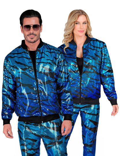 Veste à sequins vague bleue adulte