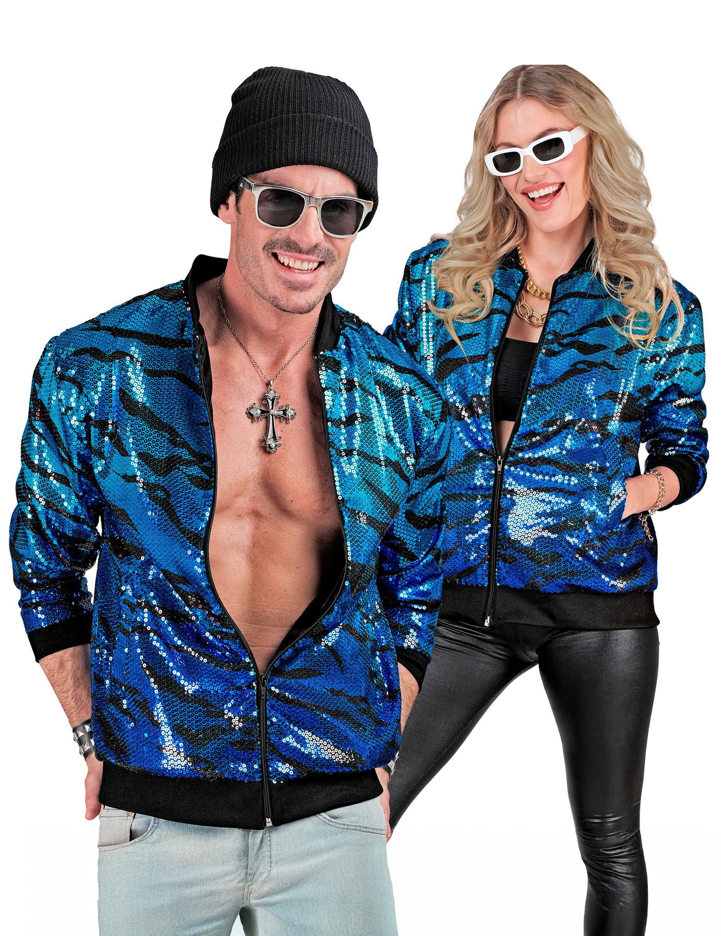 Veste à sequins vague bleue adulte