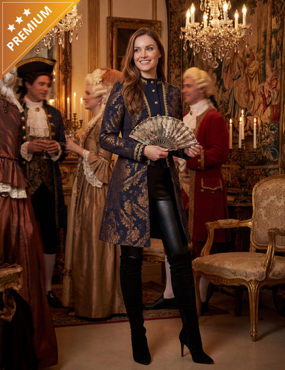 Veste baroque brodée luxe bleue femme