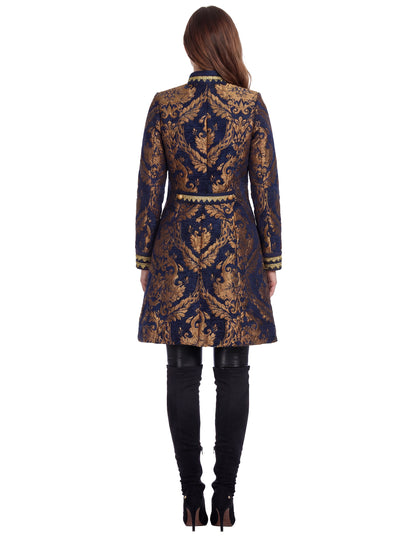 Veste baroque brodée luxe bleue femme