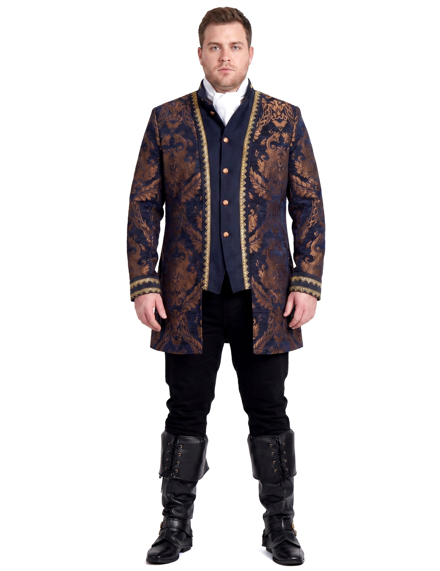 Veste baroque brodée luxe bleue homme