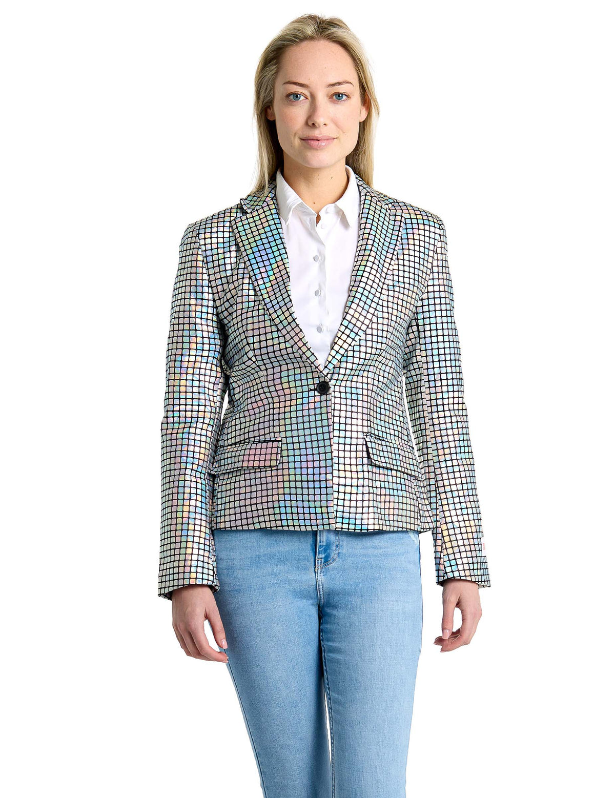 Vue de face de la veste blazer discoballer Suitmeister