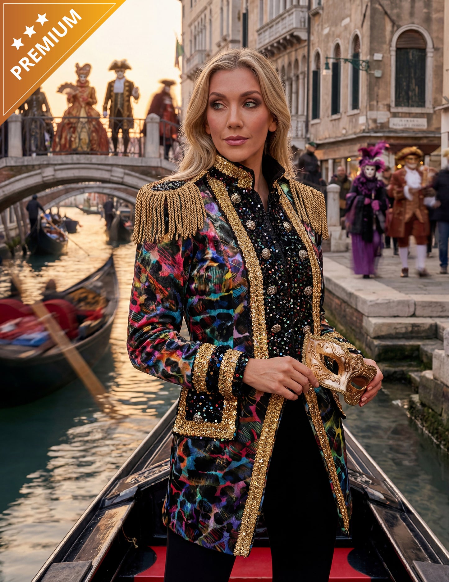 Visokokakovostna ženska karnevalska jakna v neonskih barvah