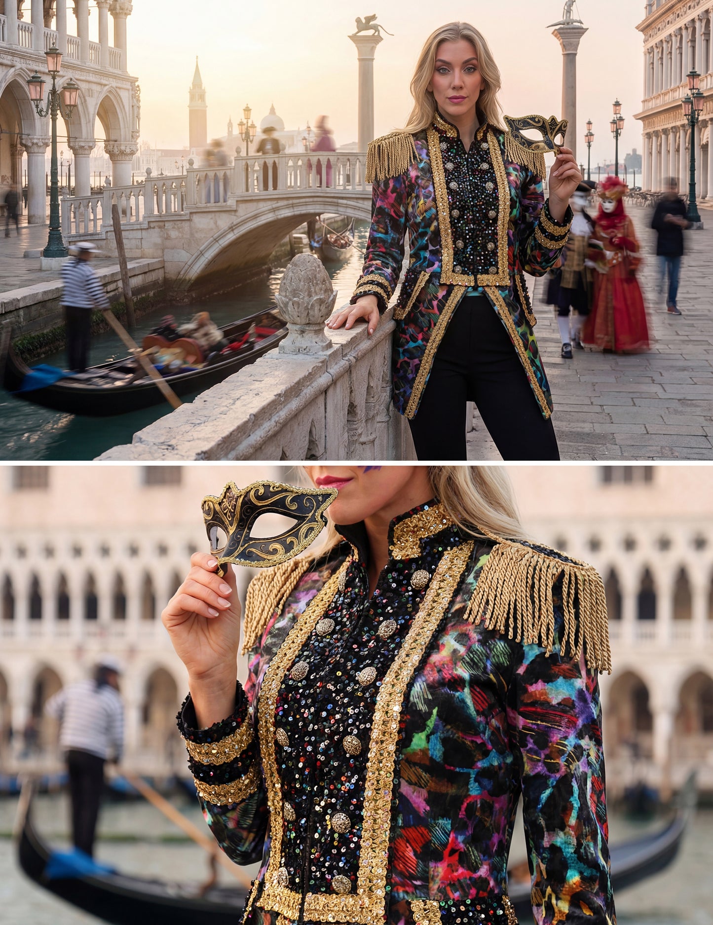 Visokokakovostna ženska karnevalska jakna v neonskih barvah