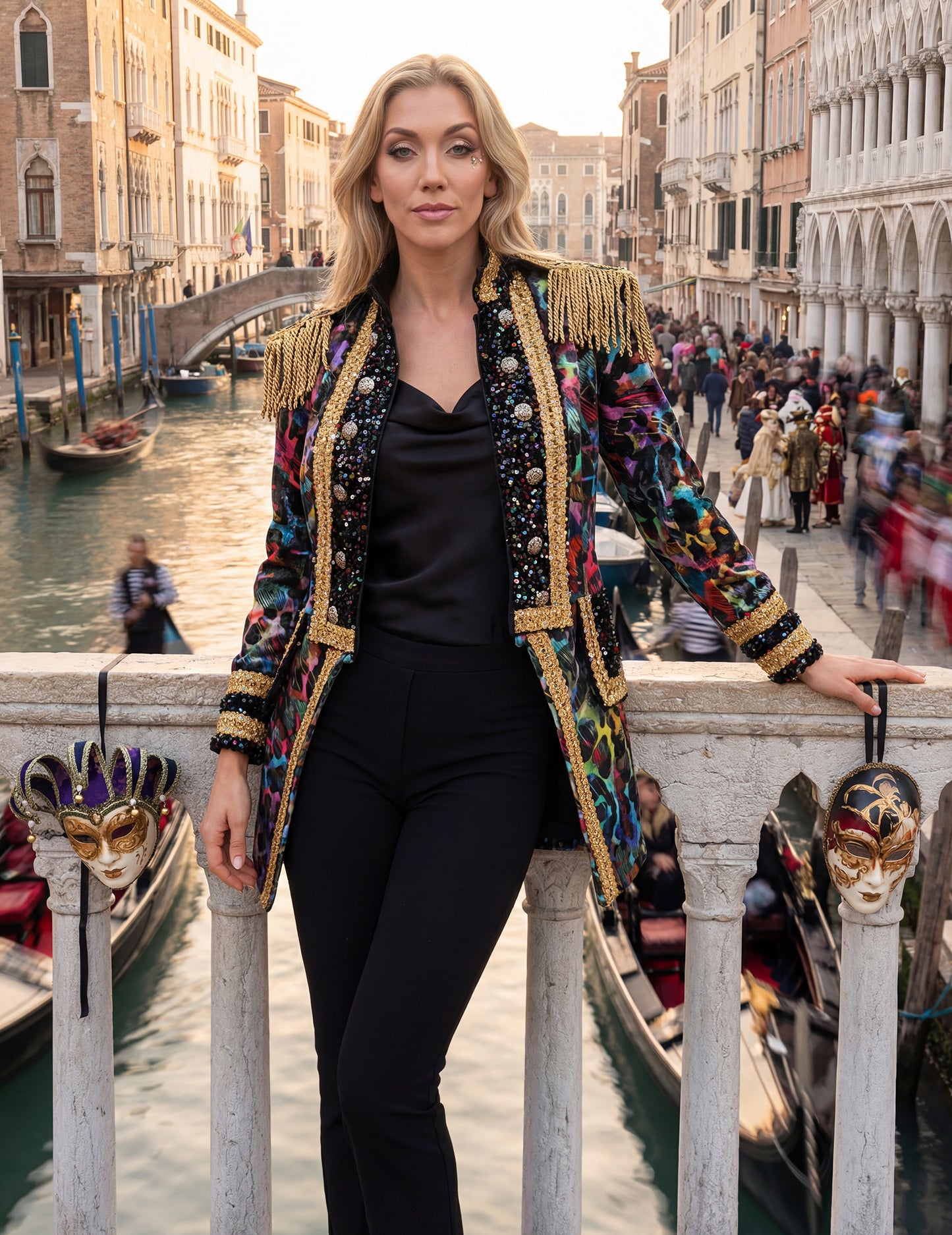 Visokokakovostna ženska karnevalska jakna v neonskih barvah