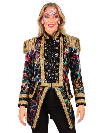 Visokokakovostna ženska karnevalska jakna v neonskih barvah