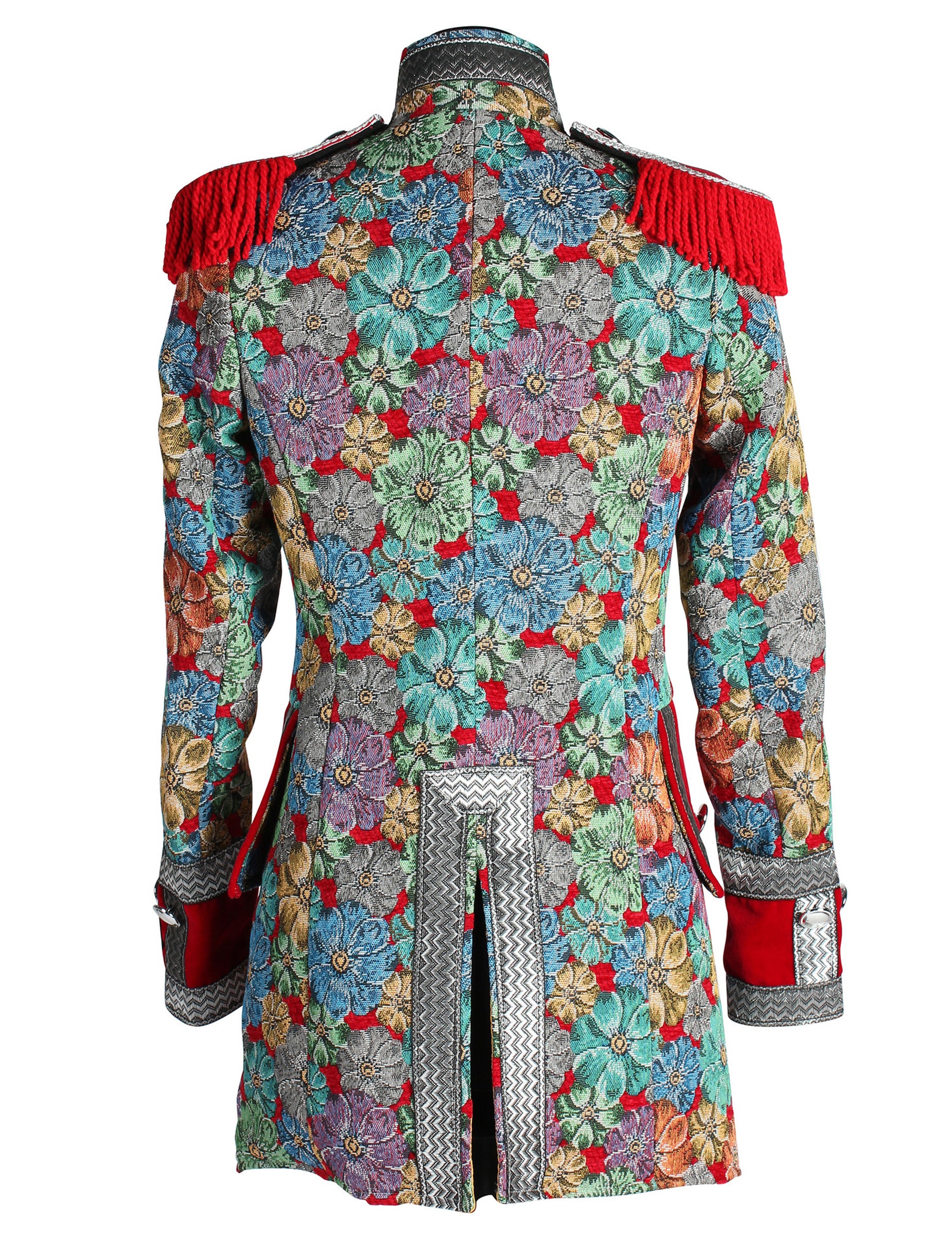 Vue de dos de la veste de carnaval motif floral haut de gamme