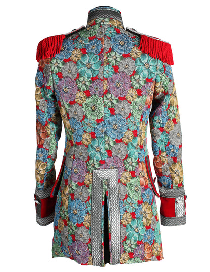 Vue de dos de la veste de carnaval motif floral haut de gamme