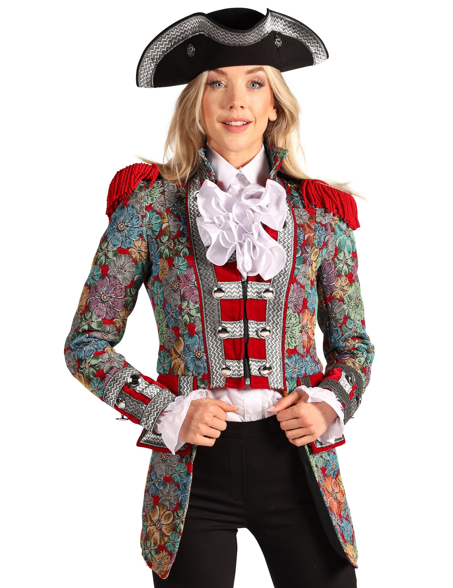 Ženska karnevalska jakna visokega razreda s cvetličnim potiskom