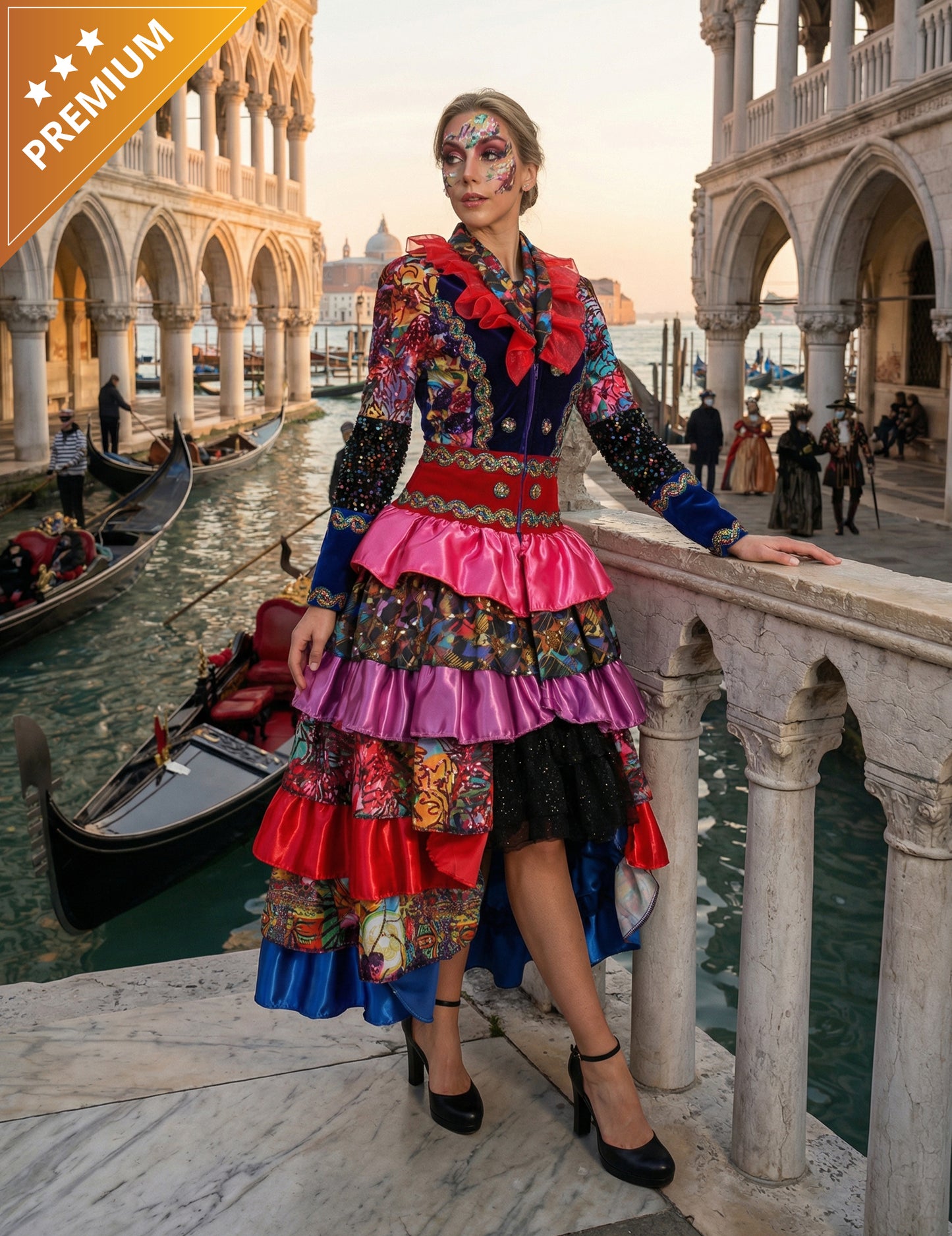 Visokokakovostna večbarvna ženska karnevalska jakna v slogu Fiesta Carnival