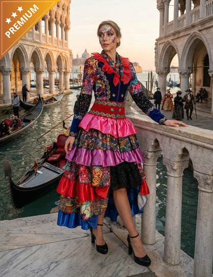 Visokokakovostna večbarvna ženska karnevalska jakna v slogu Fiesta Carnival