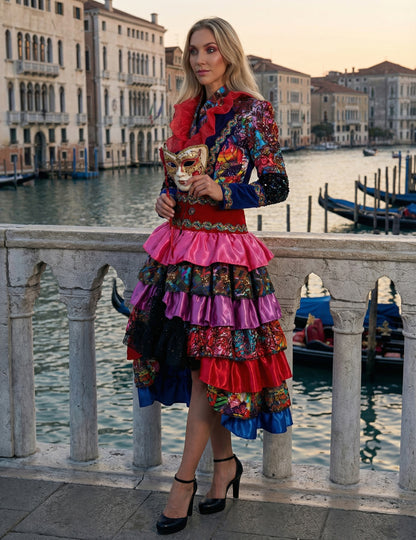 Visokokakovostna večbarvna ženska karnevalska jakna v slogu Fiesta Carnival