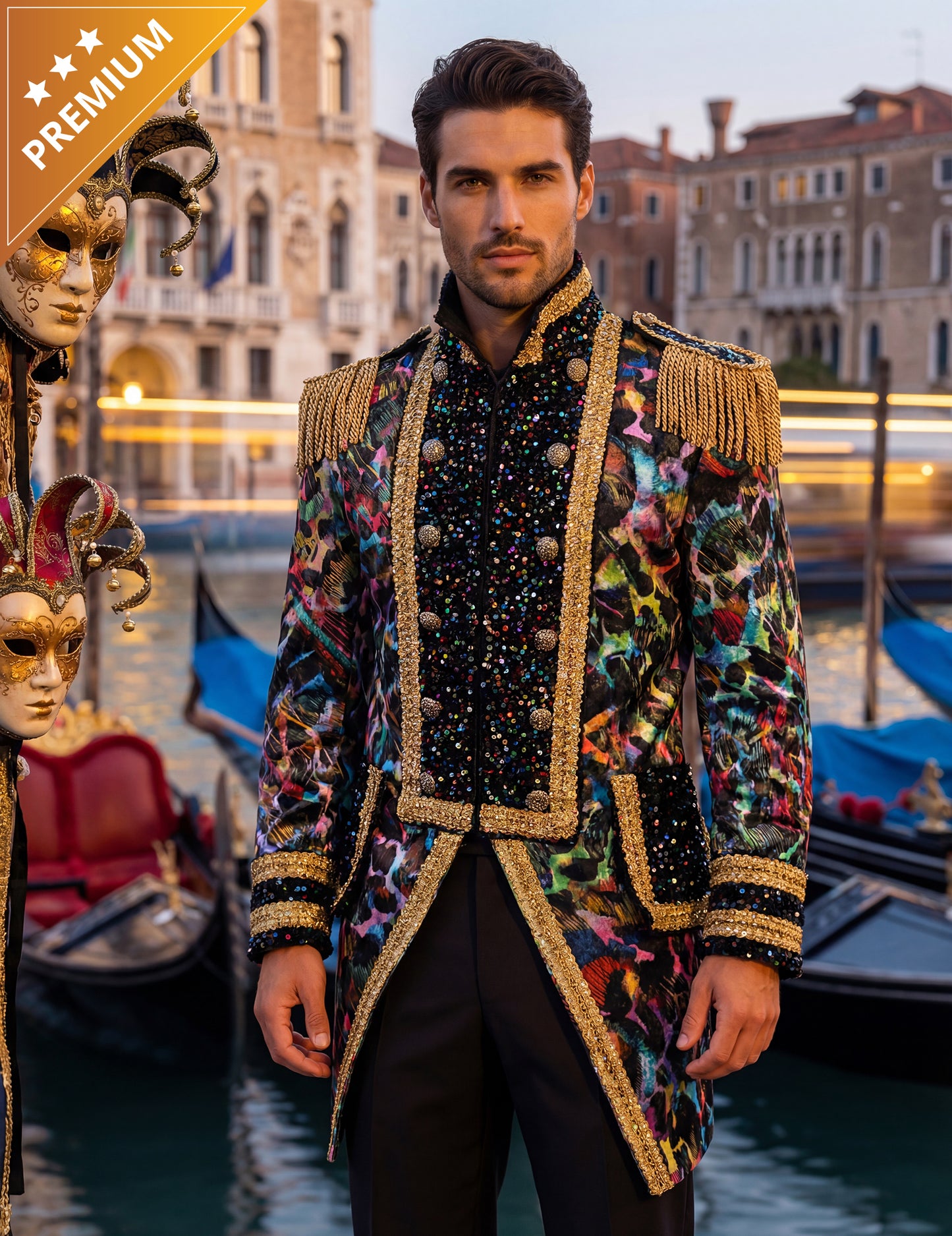 Vrhunska moška karnevalska jakna v neonskih barvah