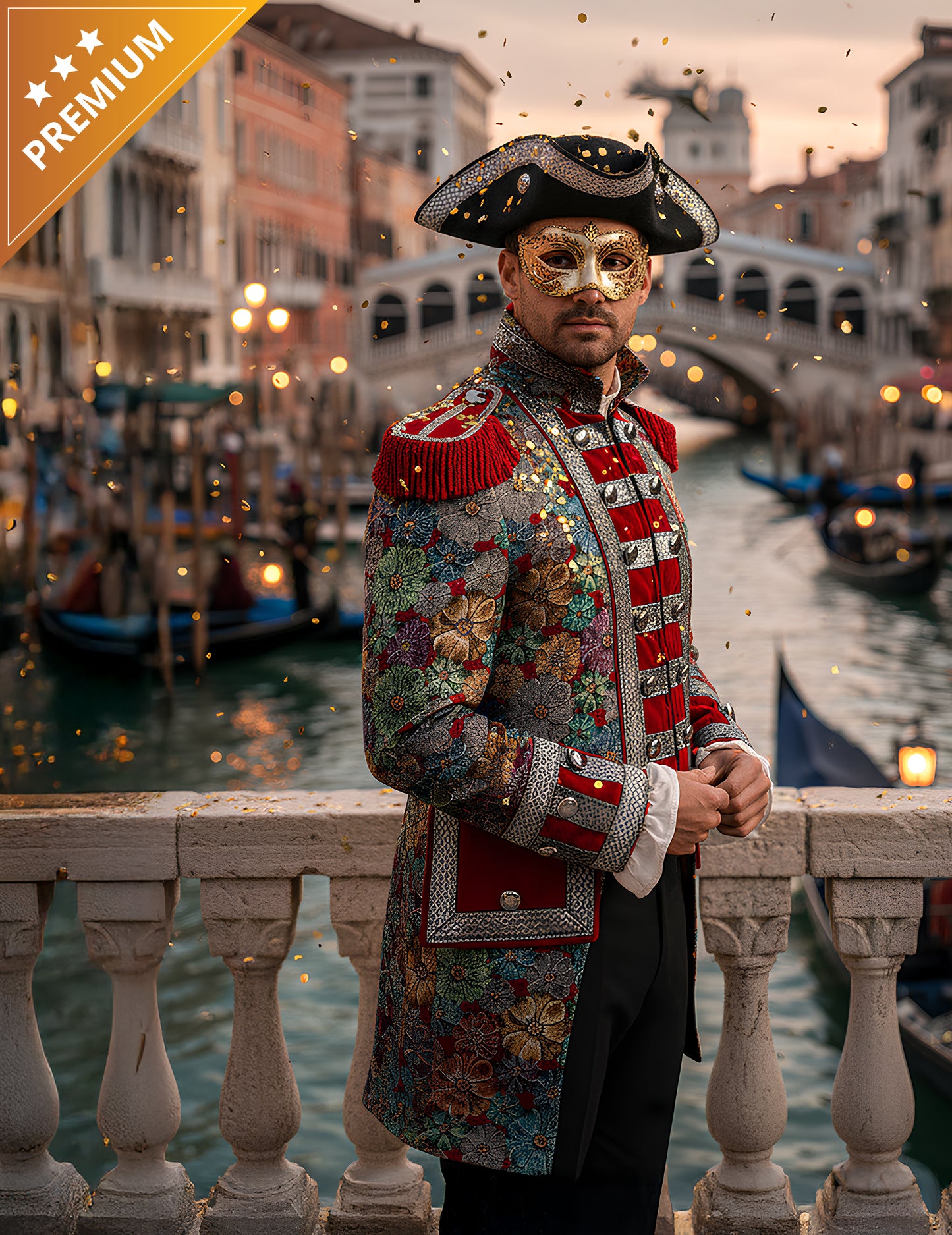 Moška vrhunska karnevalska jakna s cvetličnim vzorcem