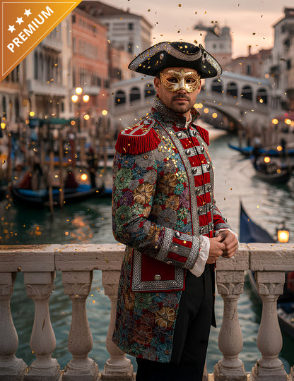 Moška vrhunska karnevalska jakna s cvetličnim vzorcem